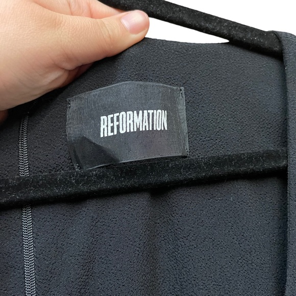 Reformation Sweetheart V-Neck Short Sleeve Black Maxi Formal Dress Size 6 - Picture 7 of 8